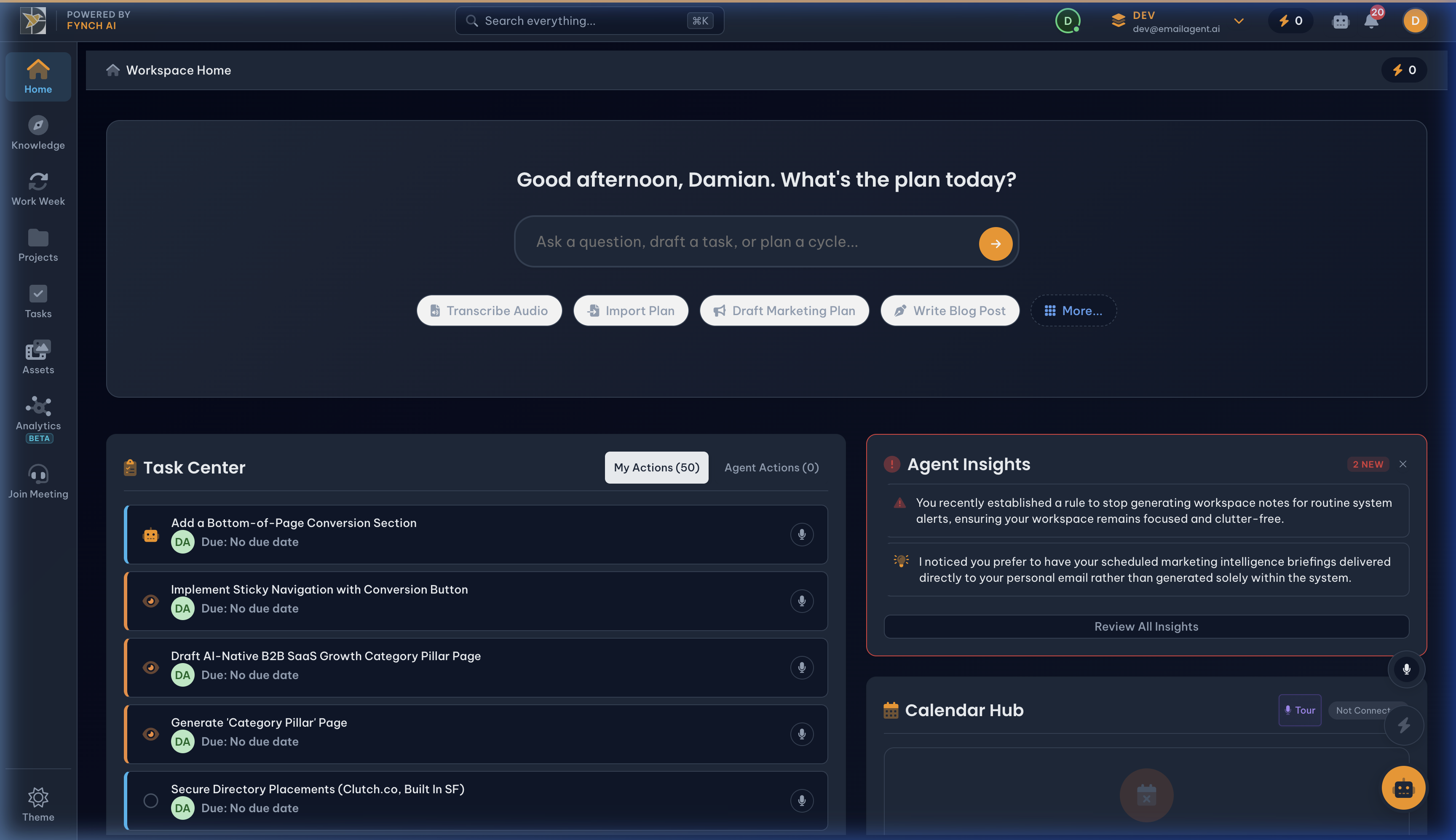 Fynch Dashboard Workspace